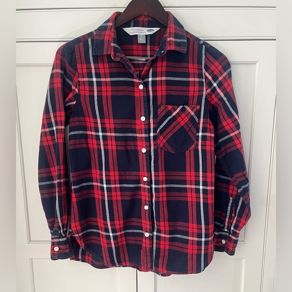 Old navy Classic Flannel Shirt Women Sz S plaid red black - Picture 2 of 8